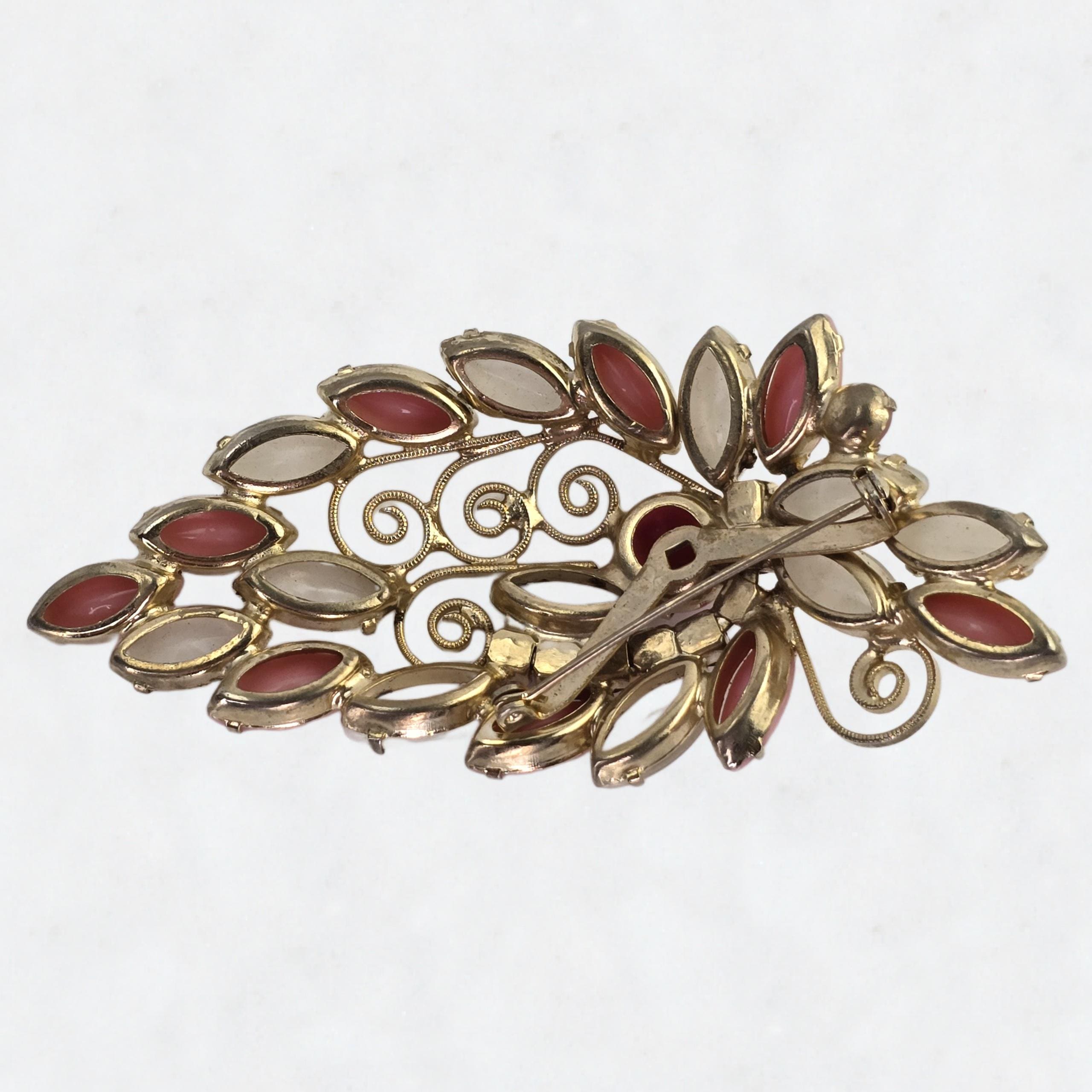 No.0339 ヴィンテージジュリアナ ウォーターメロン＆メタル ブローチ