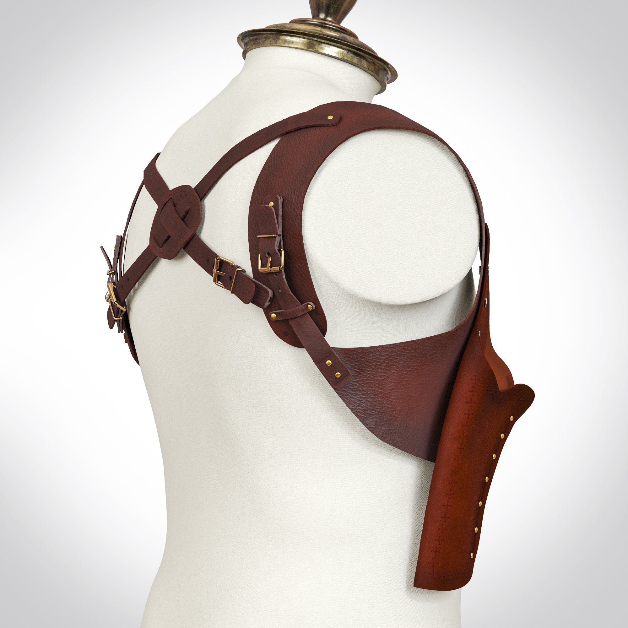 スチームパンクホルスターパターン、革細工、コスプレ、LARP、ガン