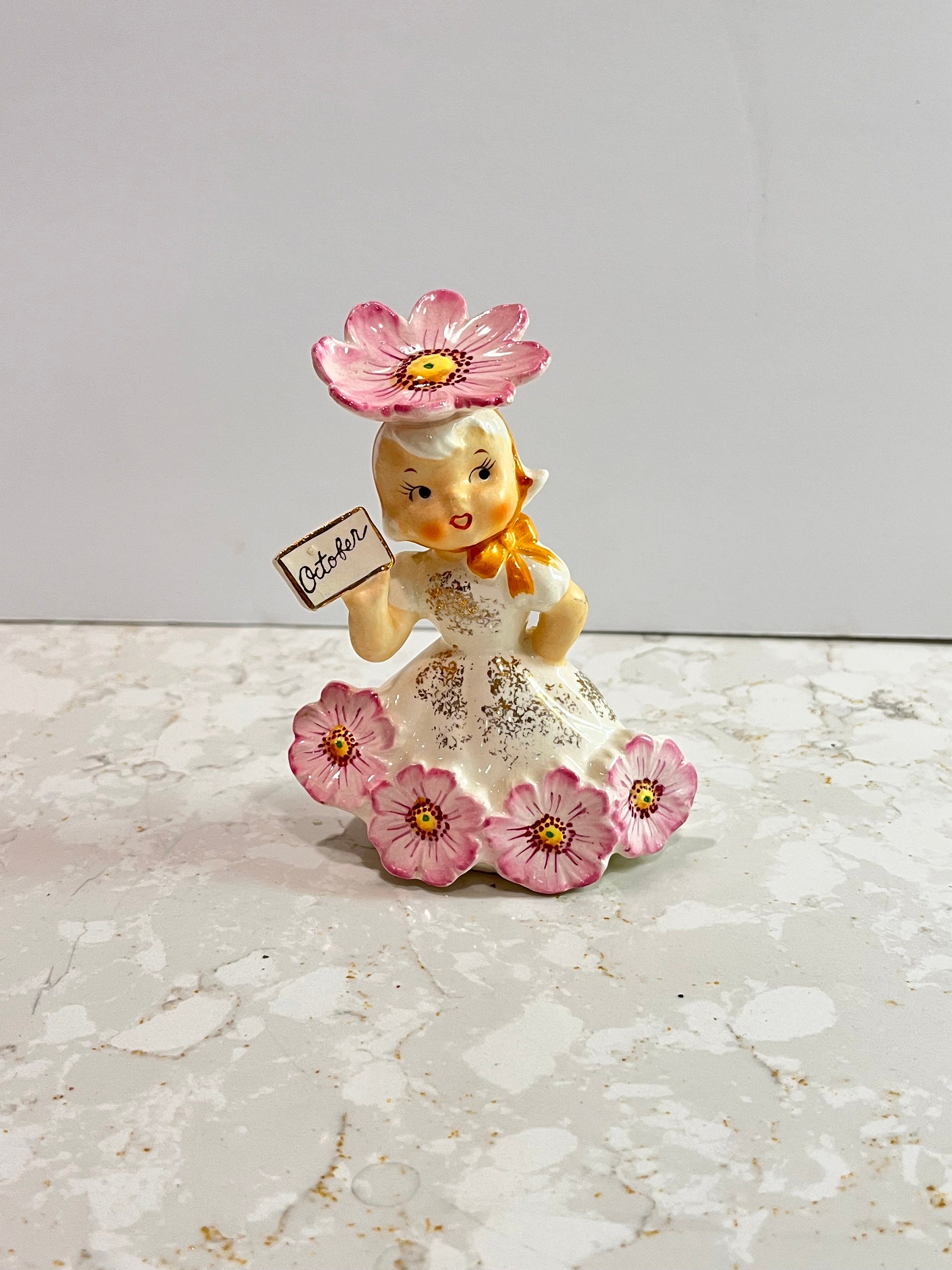 Vintage Napco Japan Flower Girl of the Month October Cosmos - Etsy