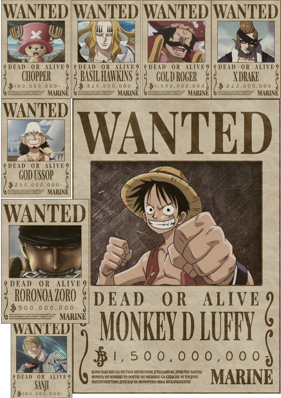 One Piece | Wanted Poster | T-shirt Print | Cup Printing | Pirates