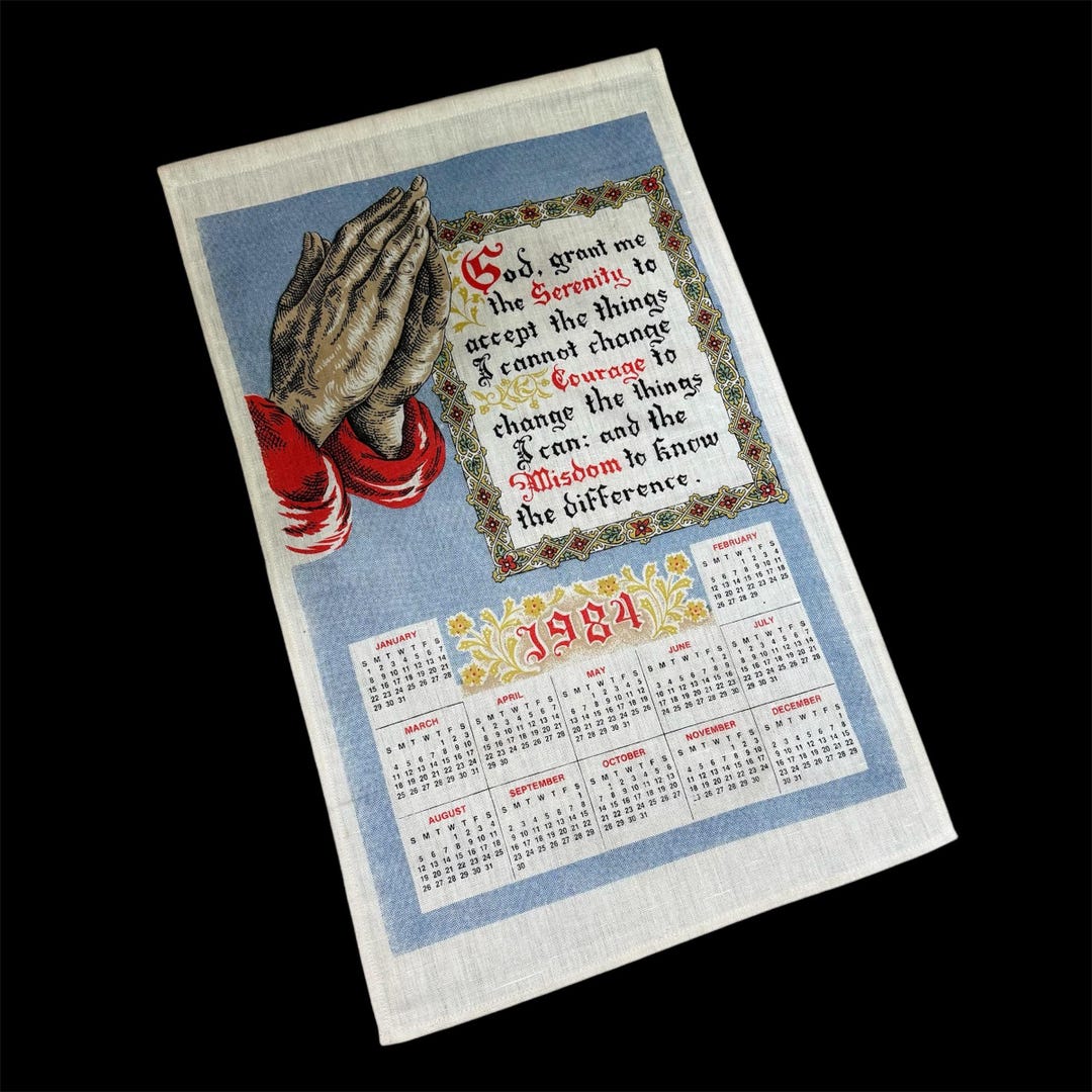 ヴィンテージ 1984 セレニティ 祈りのカレンダー タオル - Etsy 日本