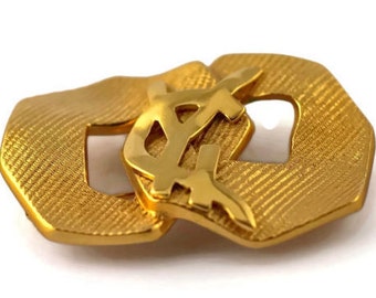 ヴィンテージ YSL イヴ・サンローラン ロゴ ブローチピン - ゴールド