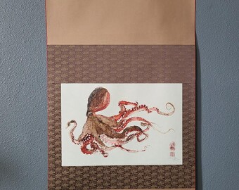 空飛ぶタコ 魚拓ジクレー版画 - ドワイト・ファンによる日本の伝統的な