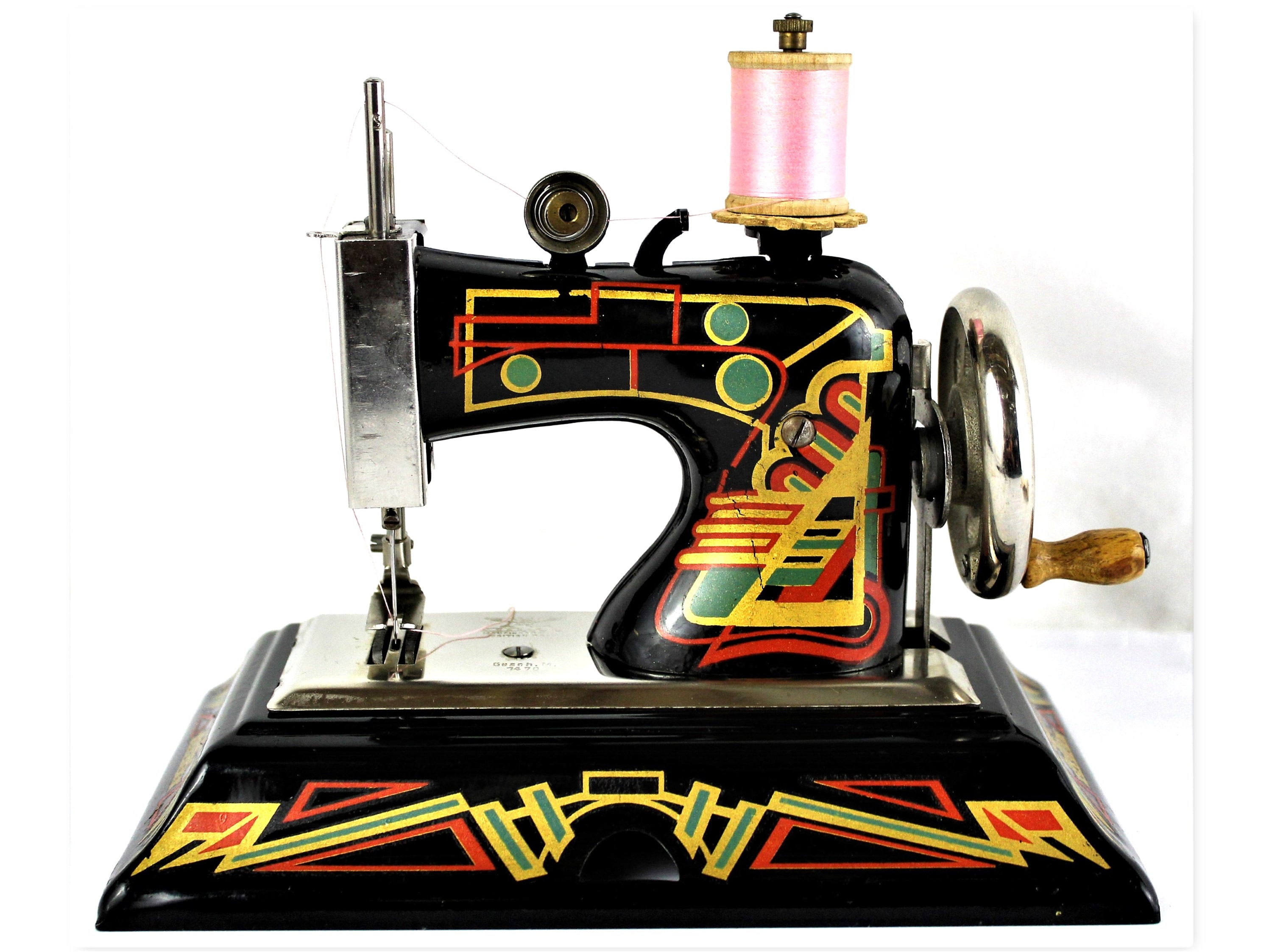 1940s German Casige Toy Sewing Machine, Art Deco model #1015