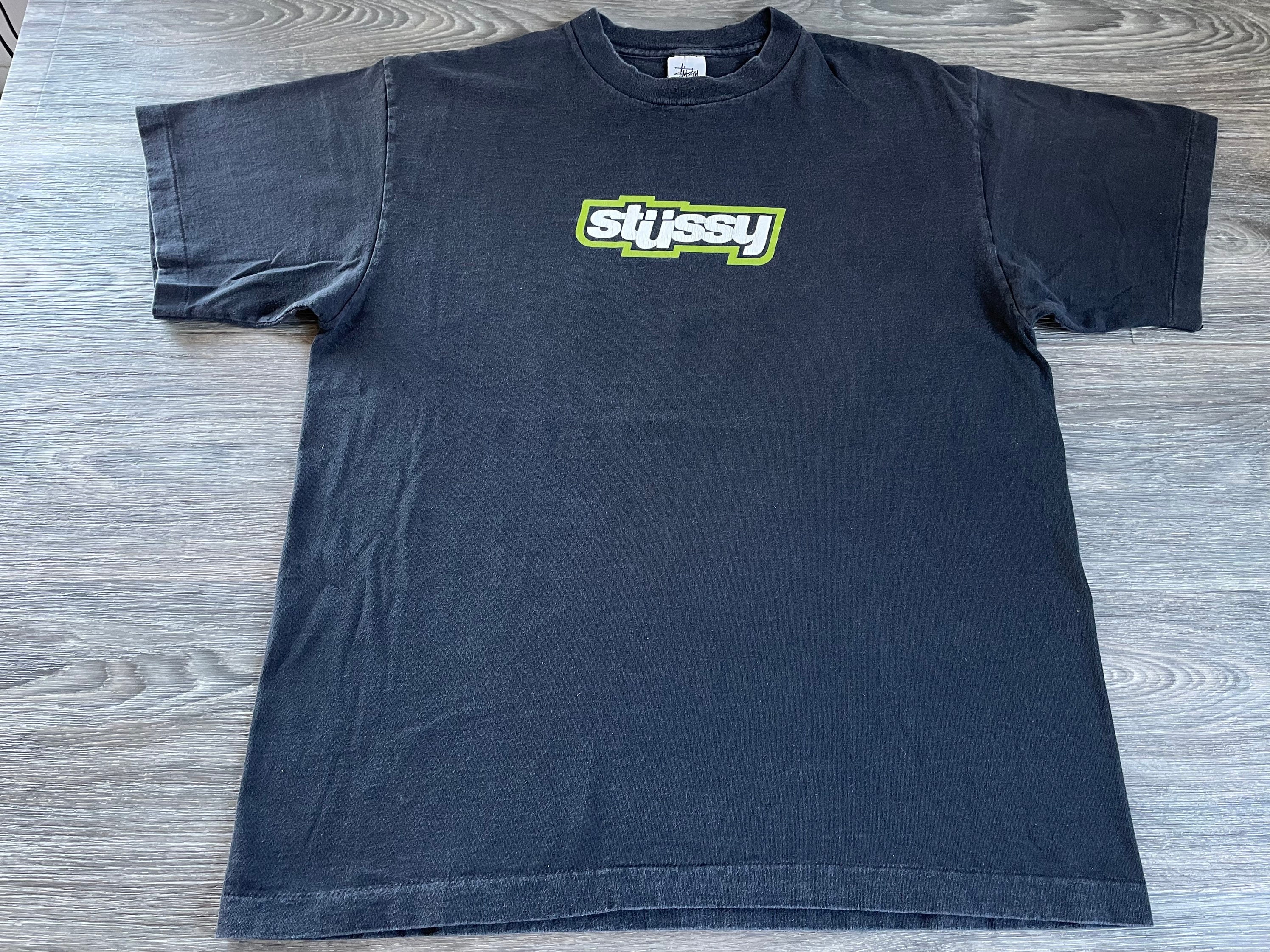 Stussy Shirt Vintage 90s Green Box Logo USA Made Skate Street Wear