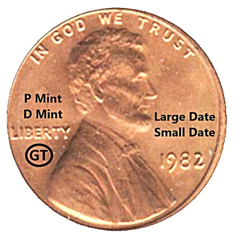 リンカーン 1セント 希少1982年製・ミントマークなし アメリカ