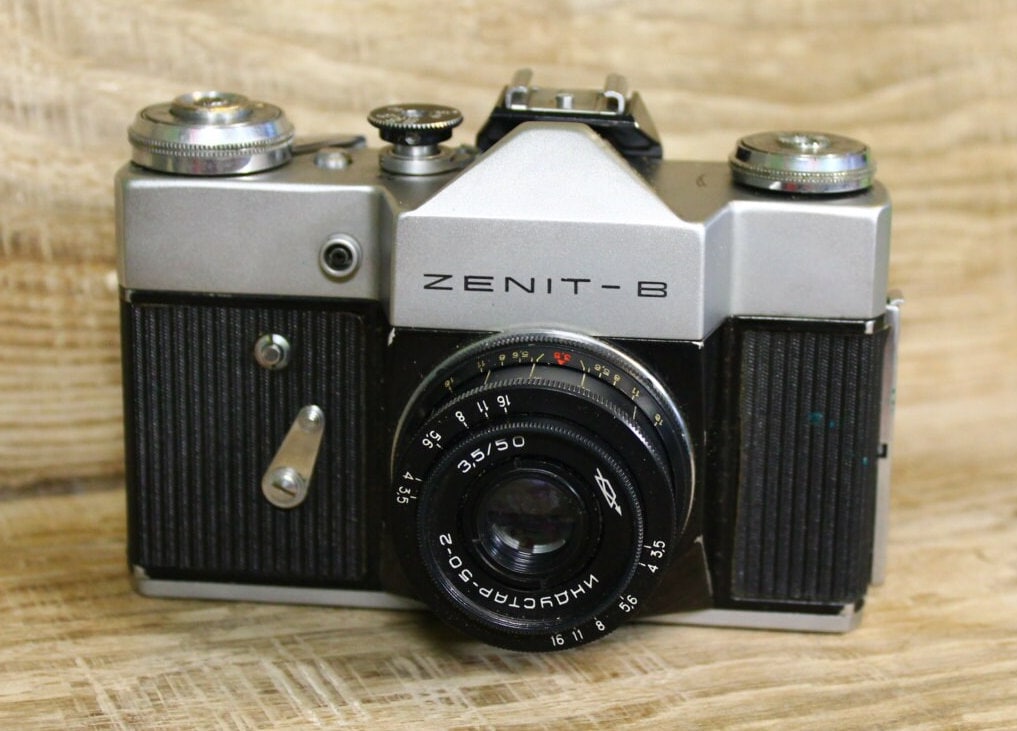 Vintage Photo Camera Zenit B , Lens Industar 50-2 3.5/50mm, Soviet