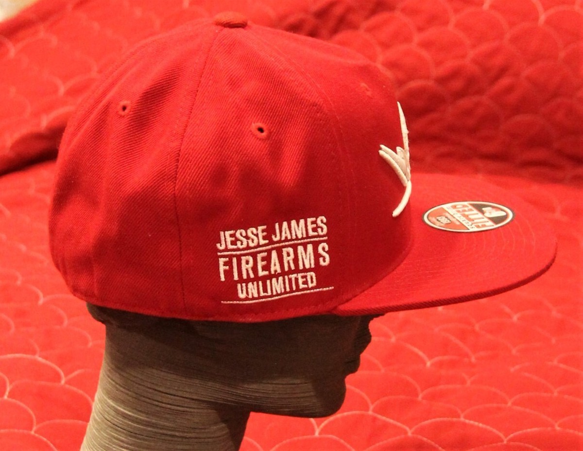 Jesse James Firearms Unlimited Fitted Red Wool Baseball Hat Cap
