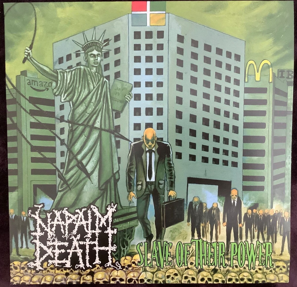 NAPALM DEATH SLAVE OF THEIR POWER LP RECORD GRINDCORE HOLLAND 1989