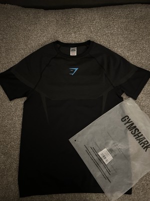 Gymshark Onyx 5.0 Seamless T-Shirt - Black/Onyx Grey Blue Size XL