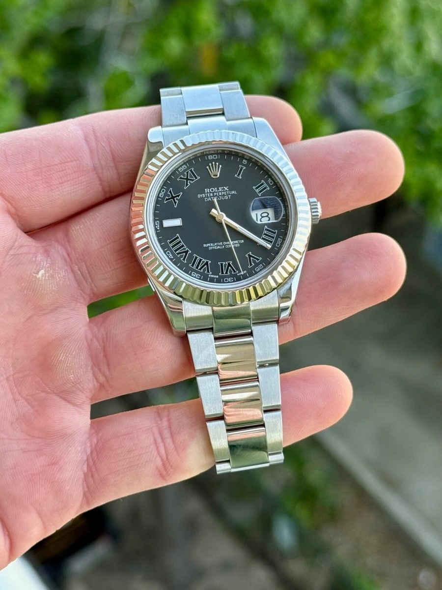 2013 Rolex Datejust 116334 Dark Grey Roman 'Wimbledon' 41mm w/ Box