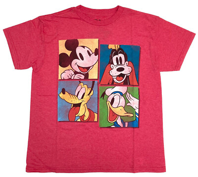 Disney Mickey Mouse Goofy Donald Pluto Pop Art Youth Boys Red