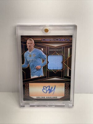 2023-24 Panini Obsidian Soccer Erling Haaland Obsidian Patch Auto