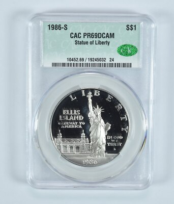 1986-S Statue Of Liberty Commemorative Silver Dollar PR69 DCAM CAC