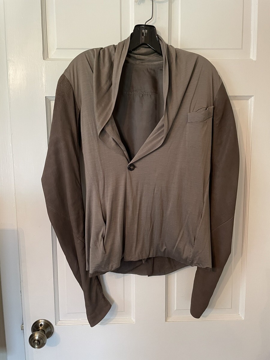 Rick Owens Olmar & Mirta dust silk & leather single button jacket