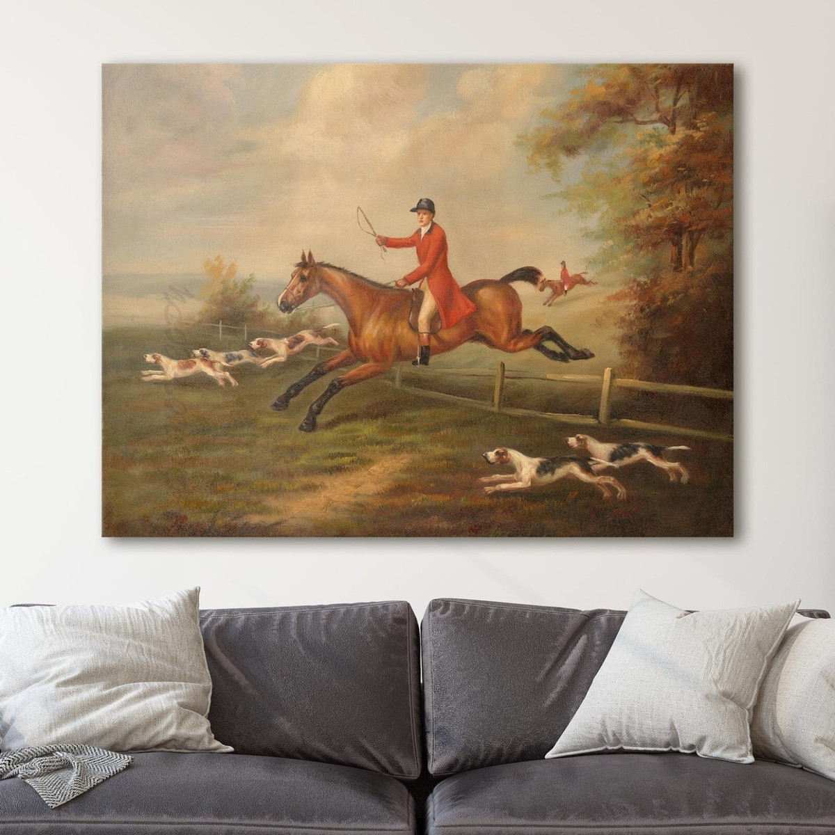 Fox Hunting Scene by J.N. Sartorius Vintage Victorian Canvas Wall