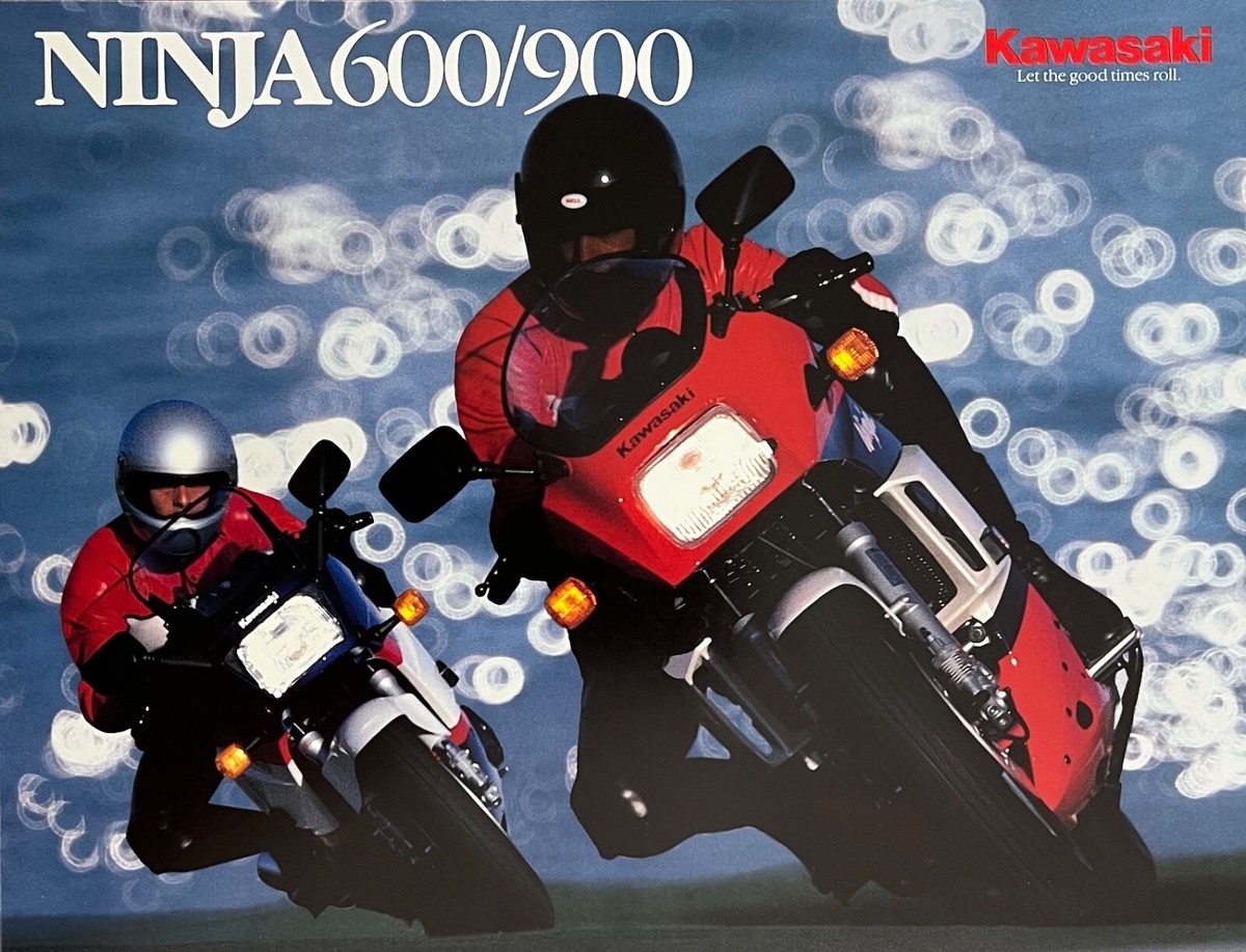 1986 Kawasaki Ninja 600/900 4-page brochure-literature-poster NOS