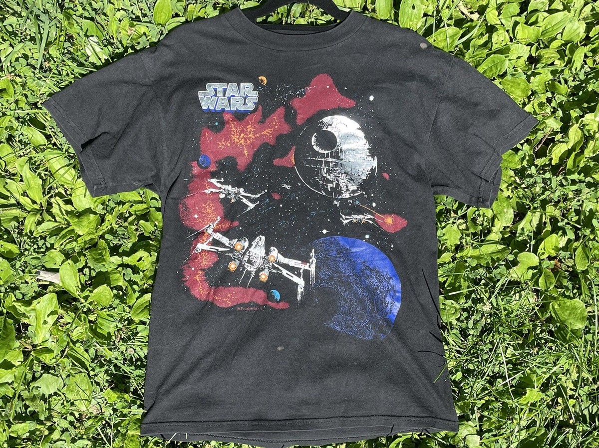 VINTAGE Star Wars Death Star/X-Wing Graphic T-Shirt TULTEX TAG
