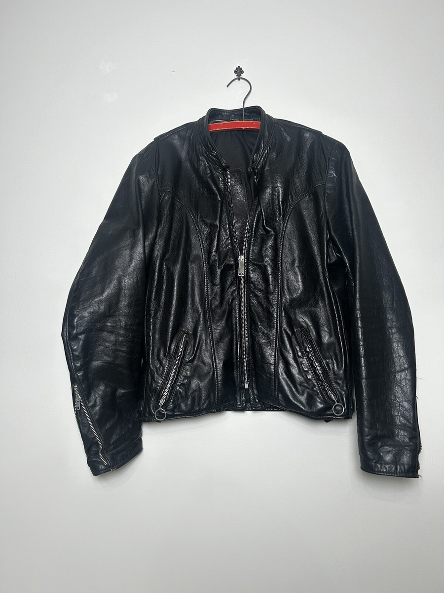 Vintage 1960s Brooks Leather Motorcycle Jacket Men's Sz 40 Cafe
