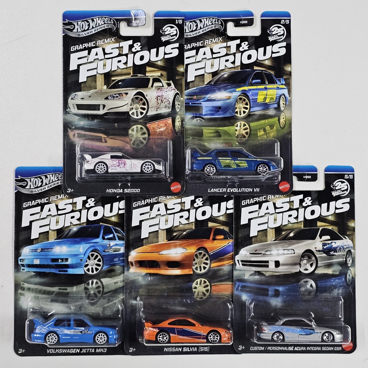 2025 HOT WHEELS COMPLETE SET OF 5 PCS FAST AND FURIOUS GRAPHIC
