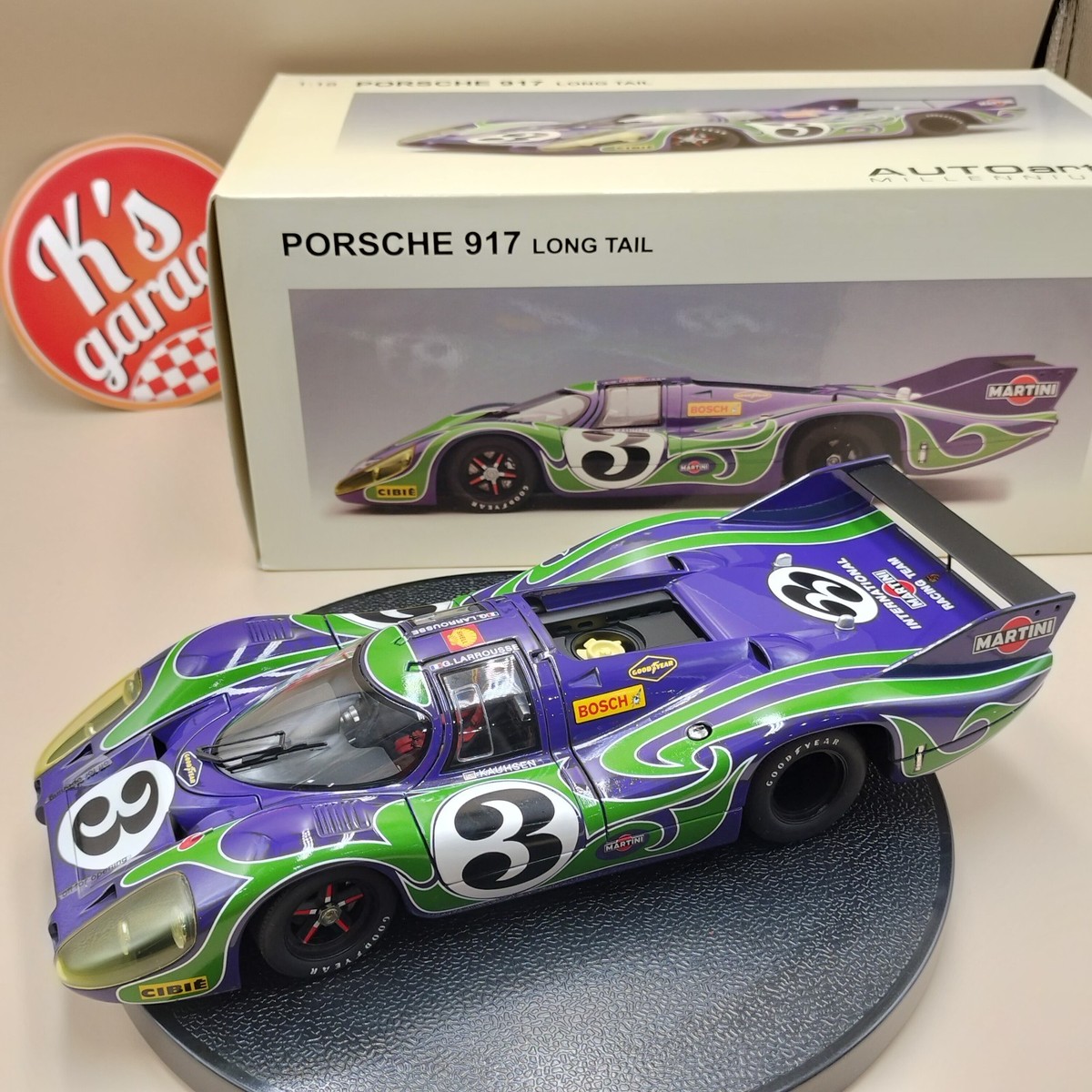 AUTOart 1/18 Porsche 917 Long tail 917 LH LeMans 1970 Larrousse #3