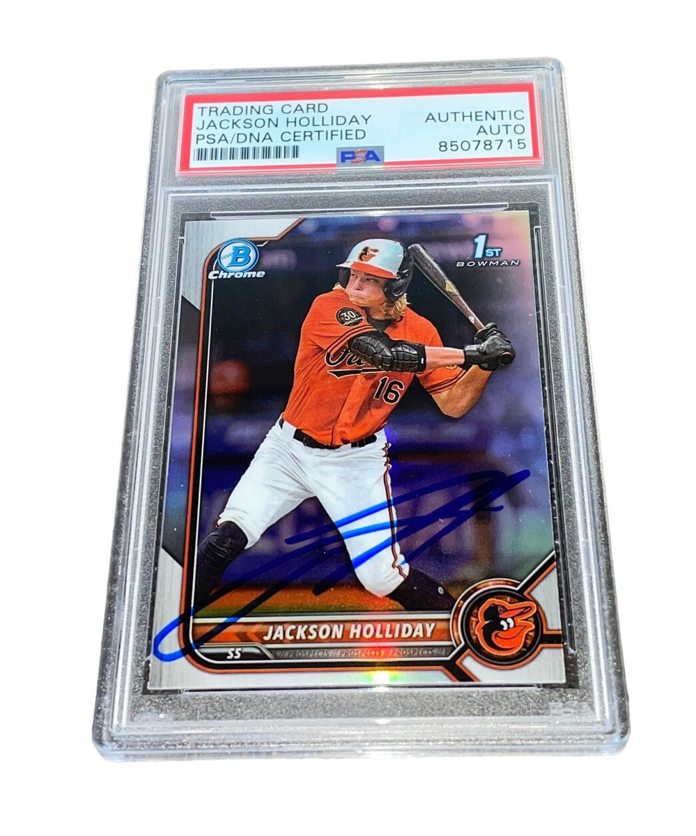 Jackson Holliday Signed Refractor 1st Bowman Chrome Card Auto PSA