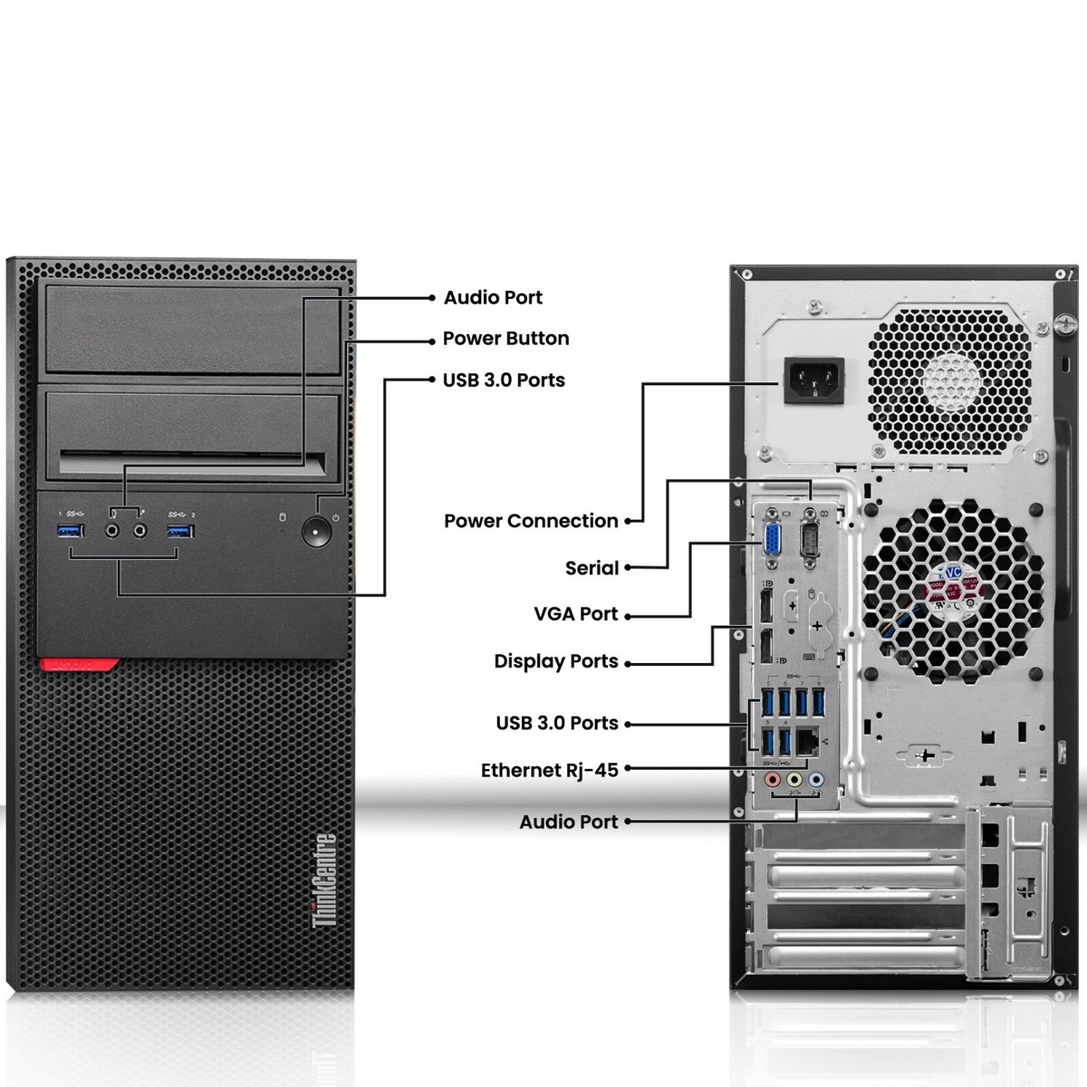 Lenovo Tower Desktop PC Intel i5-6500 64GB 2TB SSD 2TB HDD Built