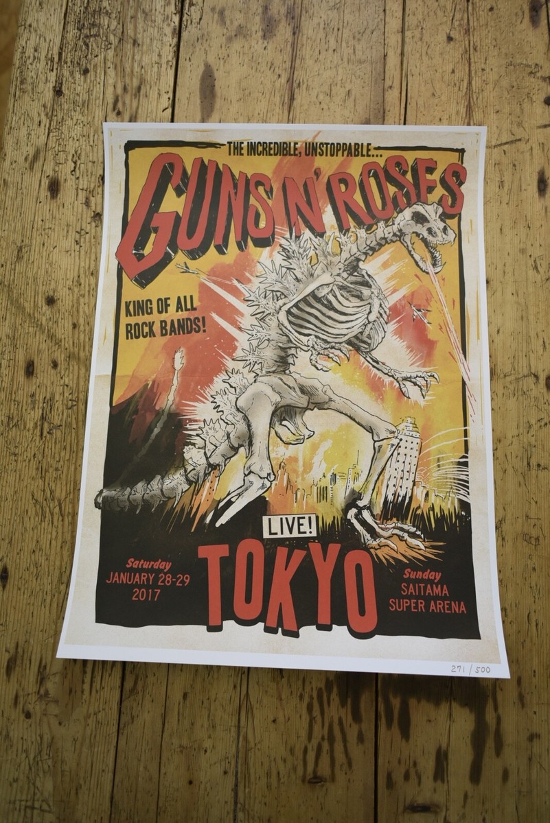 Guns N Roses - Rare Tour Lithograph / Poster - Tokyo Japan
