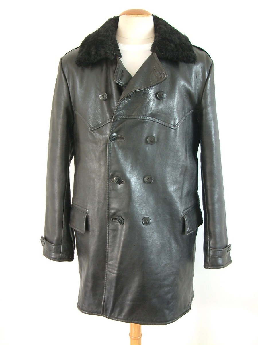 1940's SWEDISH MILITARY LEATHER COAT..40