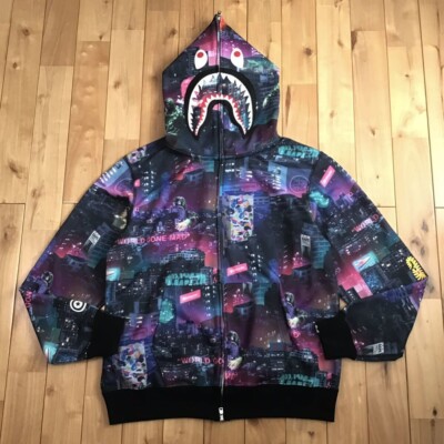 BAPE NEON TOKYO Shark full zip hoodie A Bathing Ape Size XL | eBay