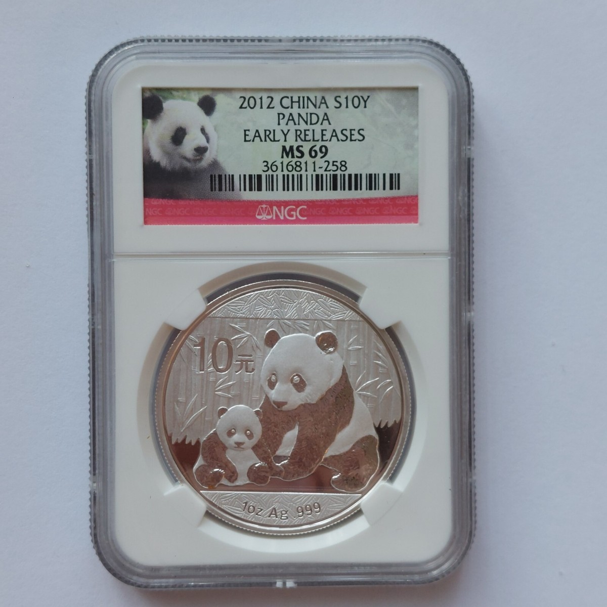 2012 China S10Y 1 Oz .999 Silver Panda Early Releases NGC MS69