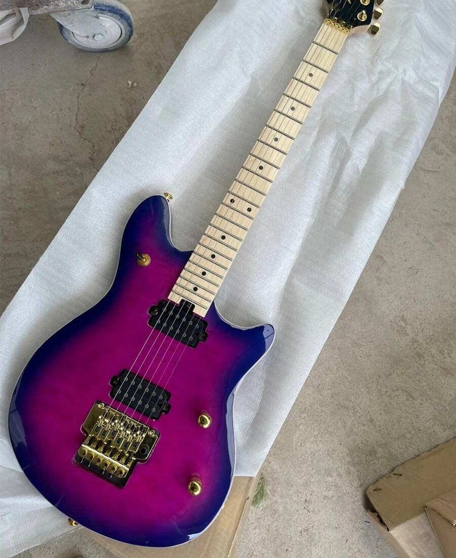 Best-selling Purple Electric Guitar with Quilted Maple Top,Golden