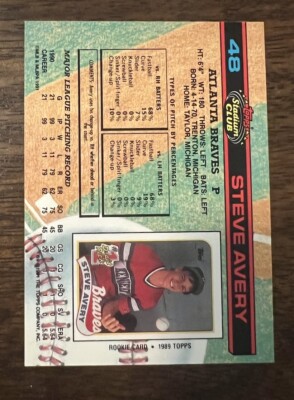 1993 Topps Stadium Club Steve Avery Pitcher Atlanta Braves