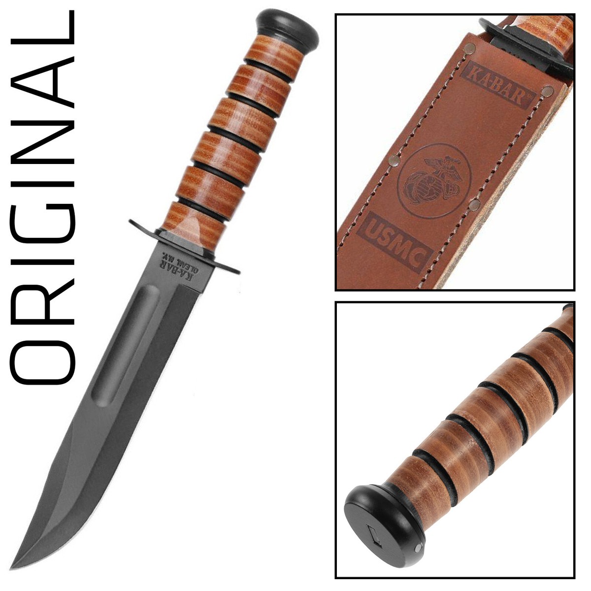 KA- BAR Knife Tactical Military US Carbon Steel The USMC Legend