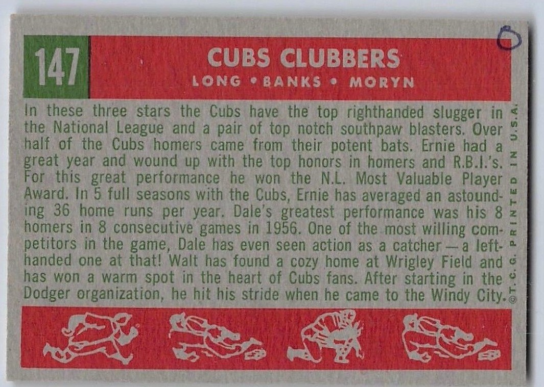 1959年 TOPPS CUBS CLUBBERS #147 PSA 7 1959 Topps Cubs Clubbers