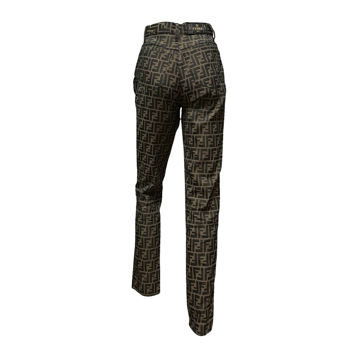 FENDI Vintage FF Zucca Monogram High Rise Straight Leg Pants | eBay
