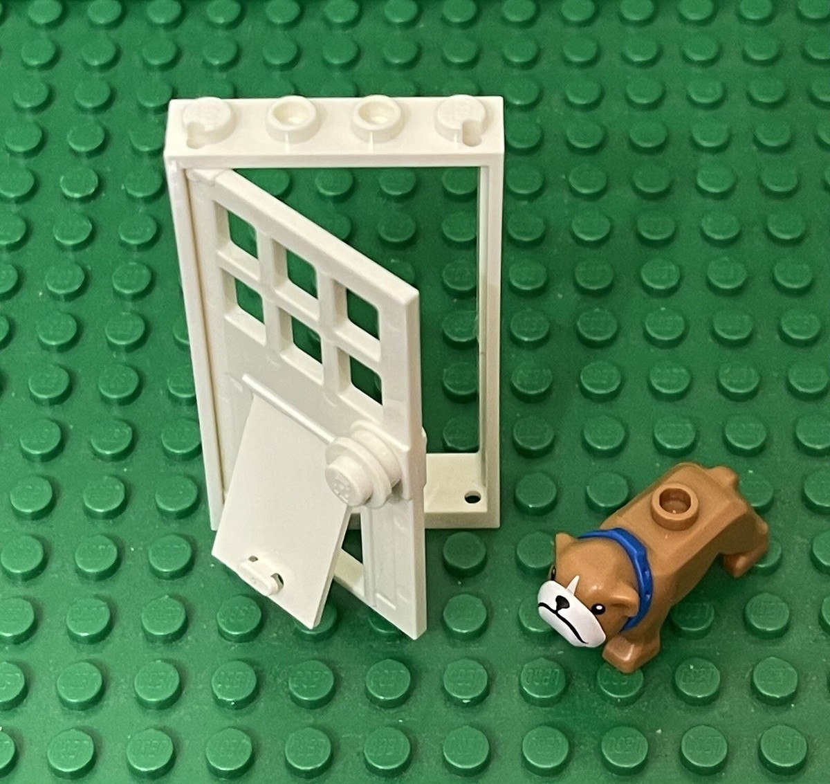 Lego White Door 1x4x6 W/ Knob,6 Panes,Hole Cutout for Pet Flap