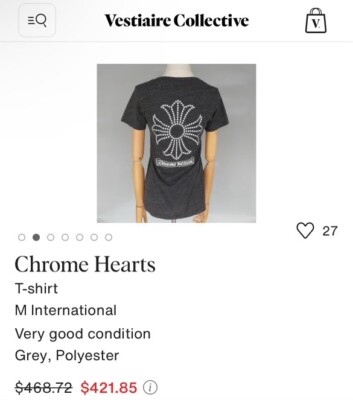 Chrome Hearts グレー Vネック Tシャツ Lサイズ 正規品☆クロムハーツV