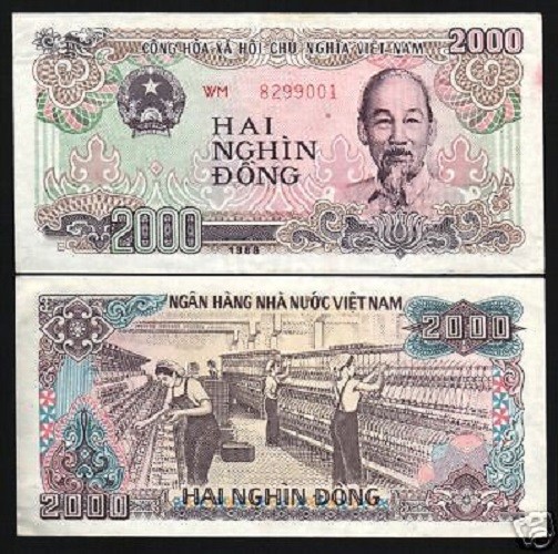 VIETNAM 2000 2,000 Dong P-107 B 1988 x 100 Pcs Lot BUNDLE LARGE