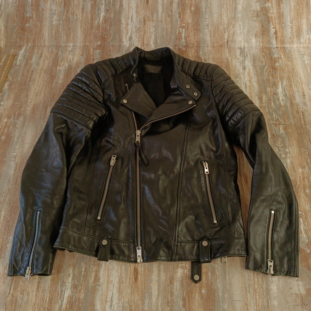 All Saints Leather Biker Jacket Size M Mens zip sheep leather