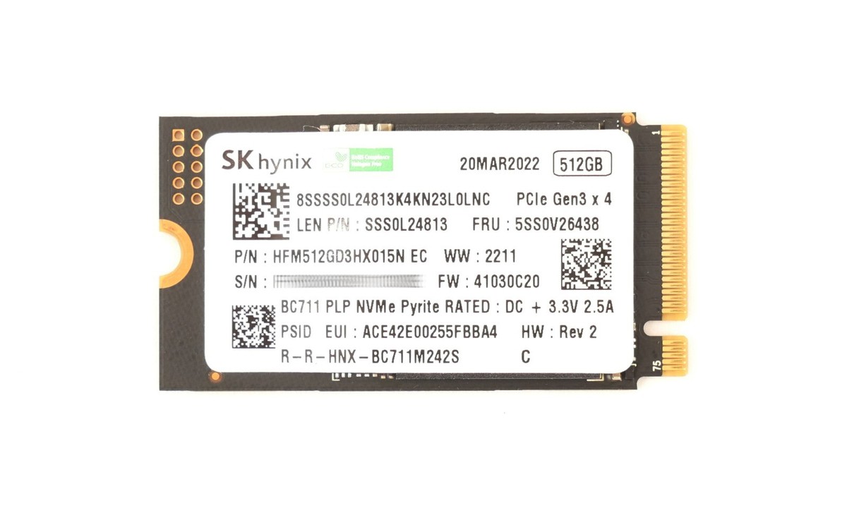 Lenovo Hynix BC711 512GB HFM512GD3HX015N SSD M.2 PCIe Gen3 x4 NVMe