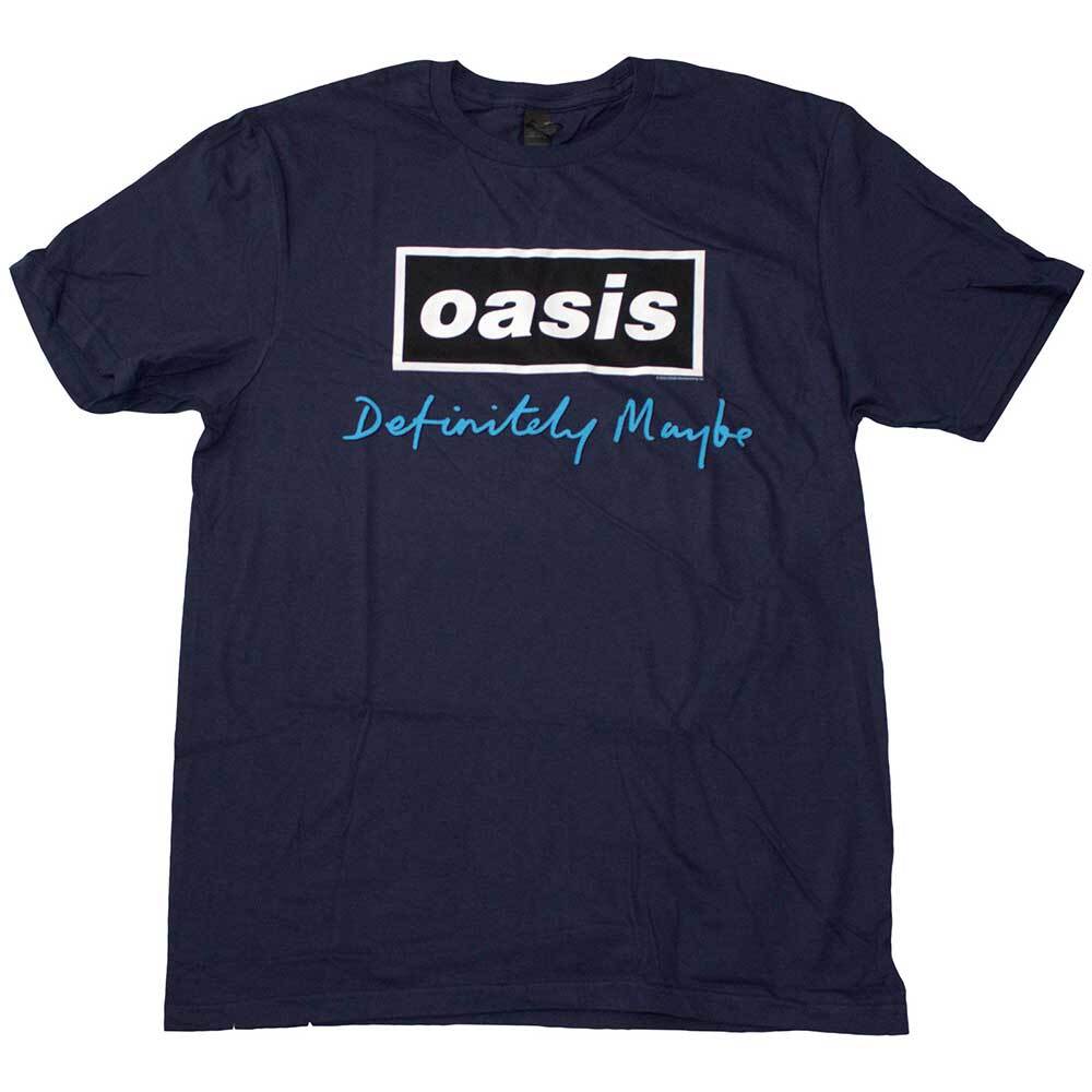 Oasis Definitely Maybe Text Logo T-Shirt Blue New | eBay