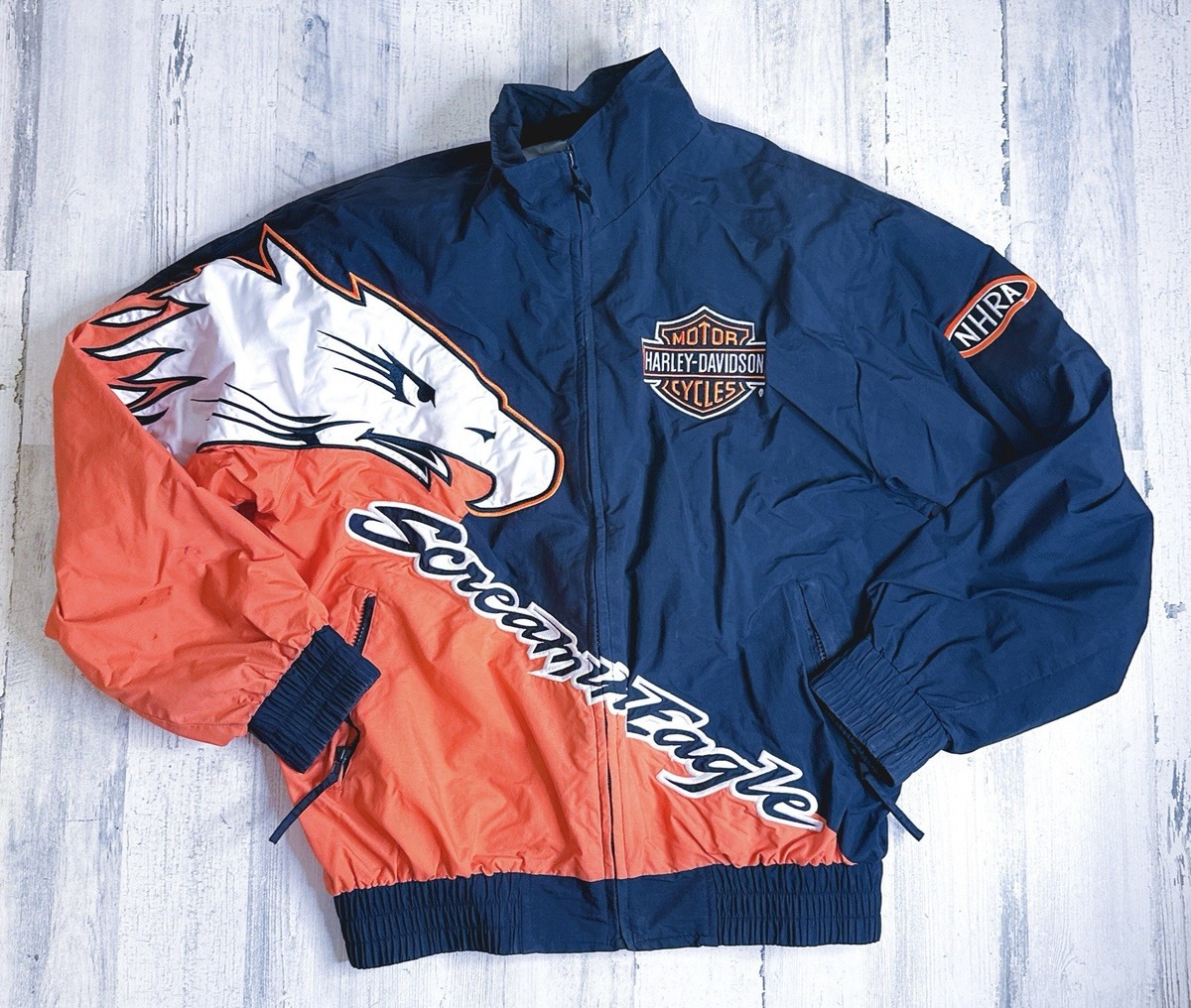 Harley Davidson Men's Black & Orange Screamin' Eagle Windbreaker