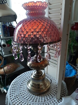 フェントン ホブネイル クランベリー オパールセント ランプスタンド