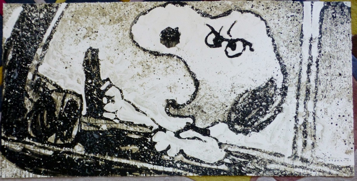 TOM EVERHART Rage Rover Snoopy Dog driving PEANUTS Hand signed