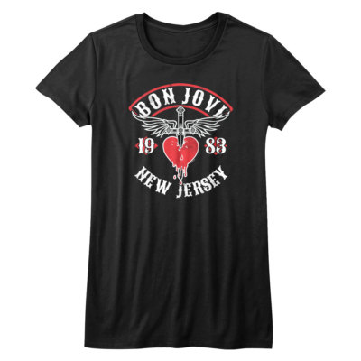 Bon Jovi New Jersey 1983 Tour Women's T Shirt Rock Band Album