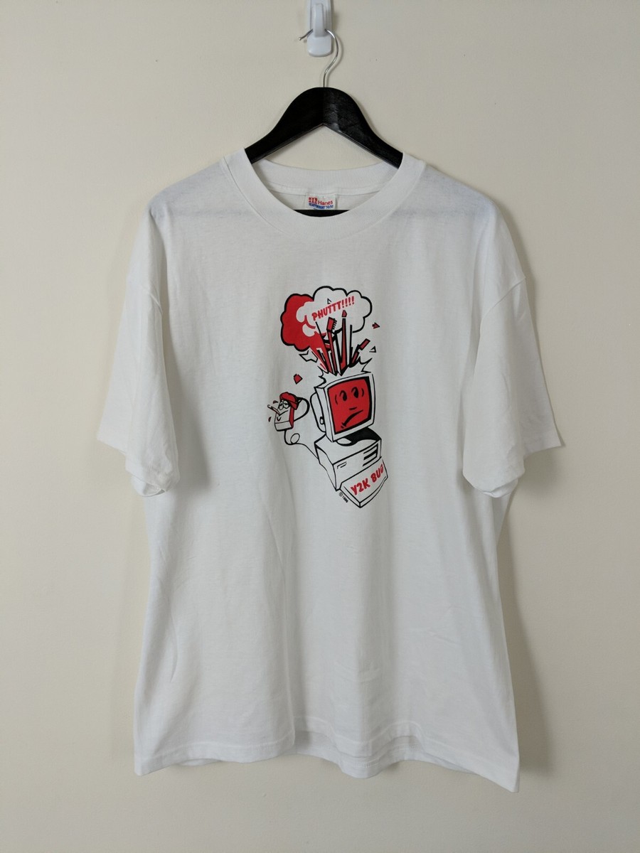 Vintage 90s Y2K Bug 2000 Millennium Men's XL T-Shirt Computer Nerd