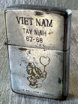 1967-68 Vintage Vietnam Zippo Oil lighter TAY NINH Minnie Mouse