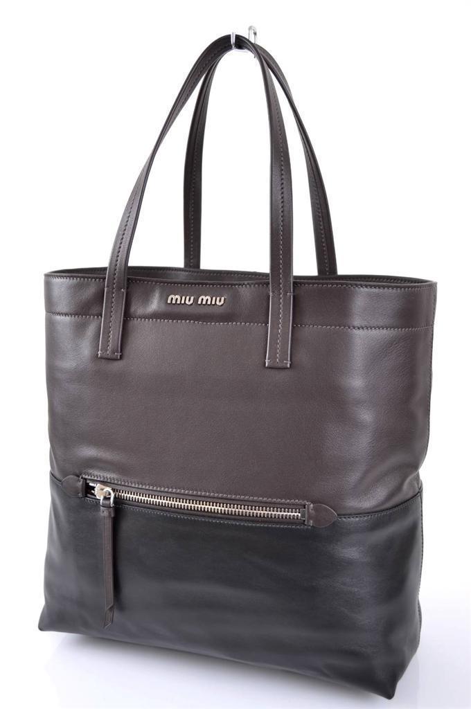 NEW MIU MIU BY PRADA RR1820 Black/Brown VITELLO LEATHER PURSE BAG