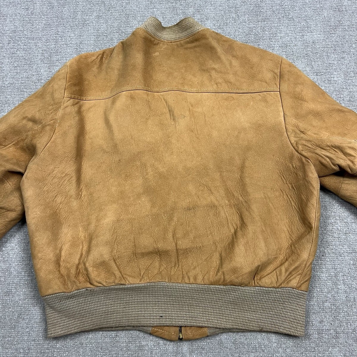 Vintage 50s Penneys Suede Leather Bomber Jacket Size 44 Rockabilly